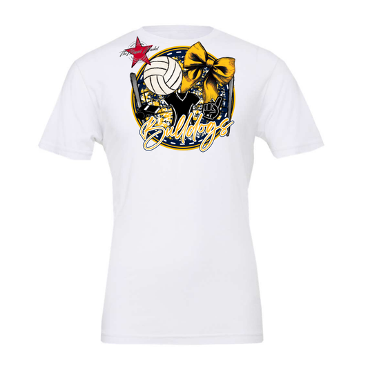 Bulldogs Circle Volleyball Design-Navy-Yellow