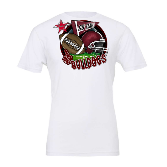 Bulldogs Circle Football Design-Maroon