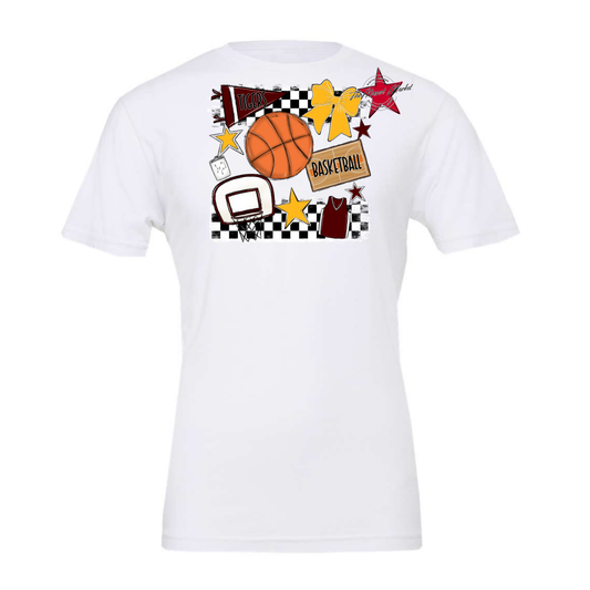 Tigers Checkers Basketball Spirit Design-Maroon-Yellow