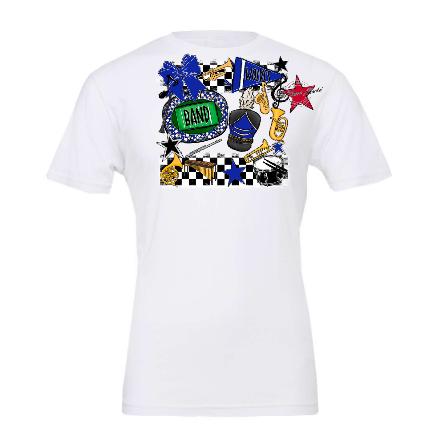 Wolves Checkers Band Spirit Design-Royal Blue