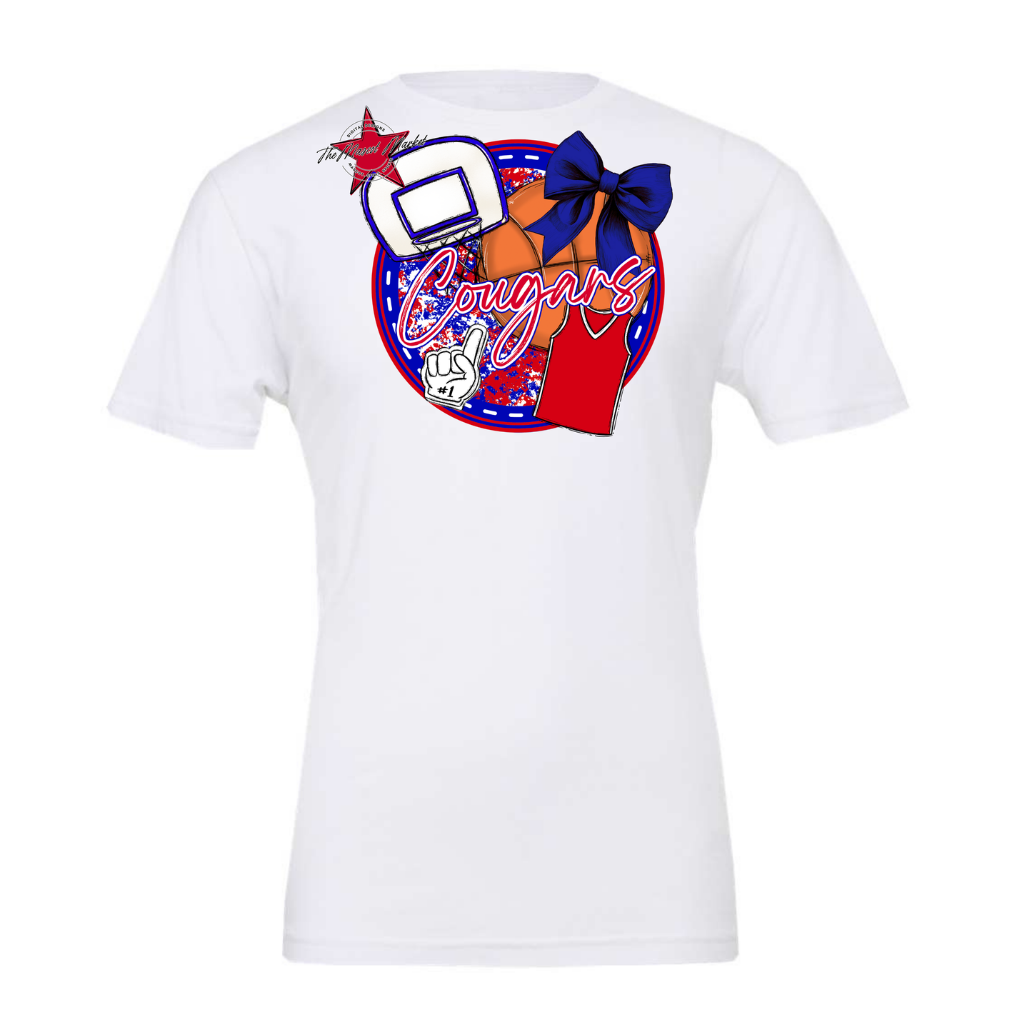 Cougars Circle Basketball Design-Blue-Red