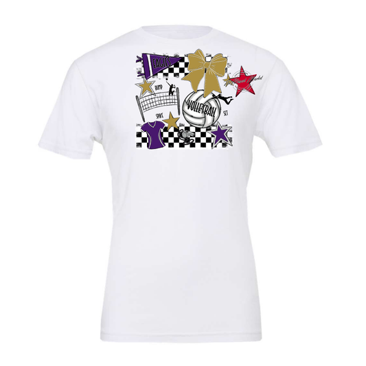 Eagles Volleyball Checkers Design-Purple-Gold