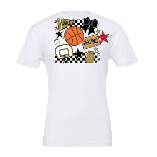 Wildcats Checkers Basketball Spirit Design-Gold