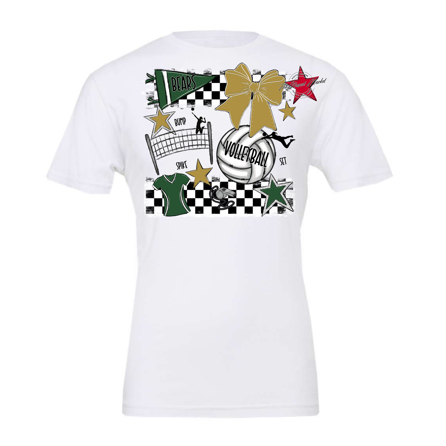 Bears Volleyball Checkers Design-Green-Gold