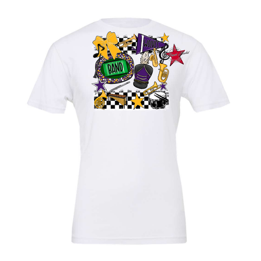 Wolves Checkers Band Spirit Design-Purple-Yellow