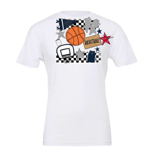 Wolves Checkers Basketball Spirit Design-Navy-Grey