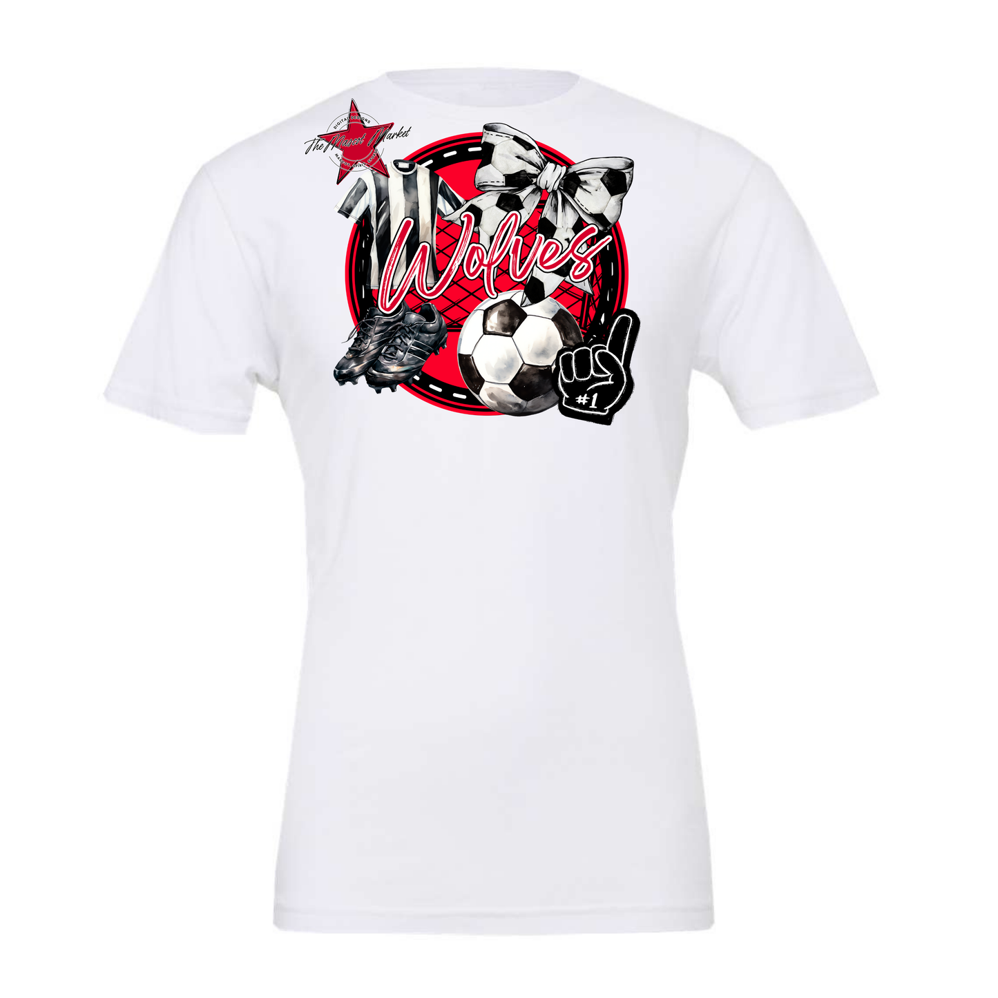 Wolves Circle Soccer Design-Red