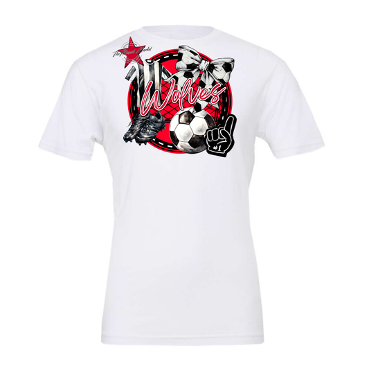 Wolves Circle Soccer Design-Red