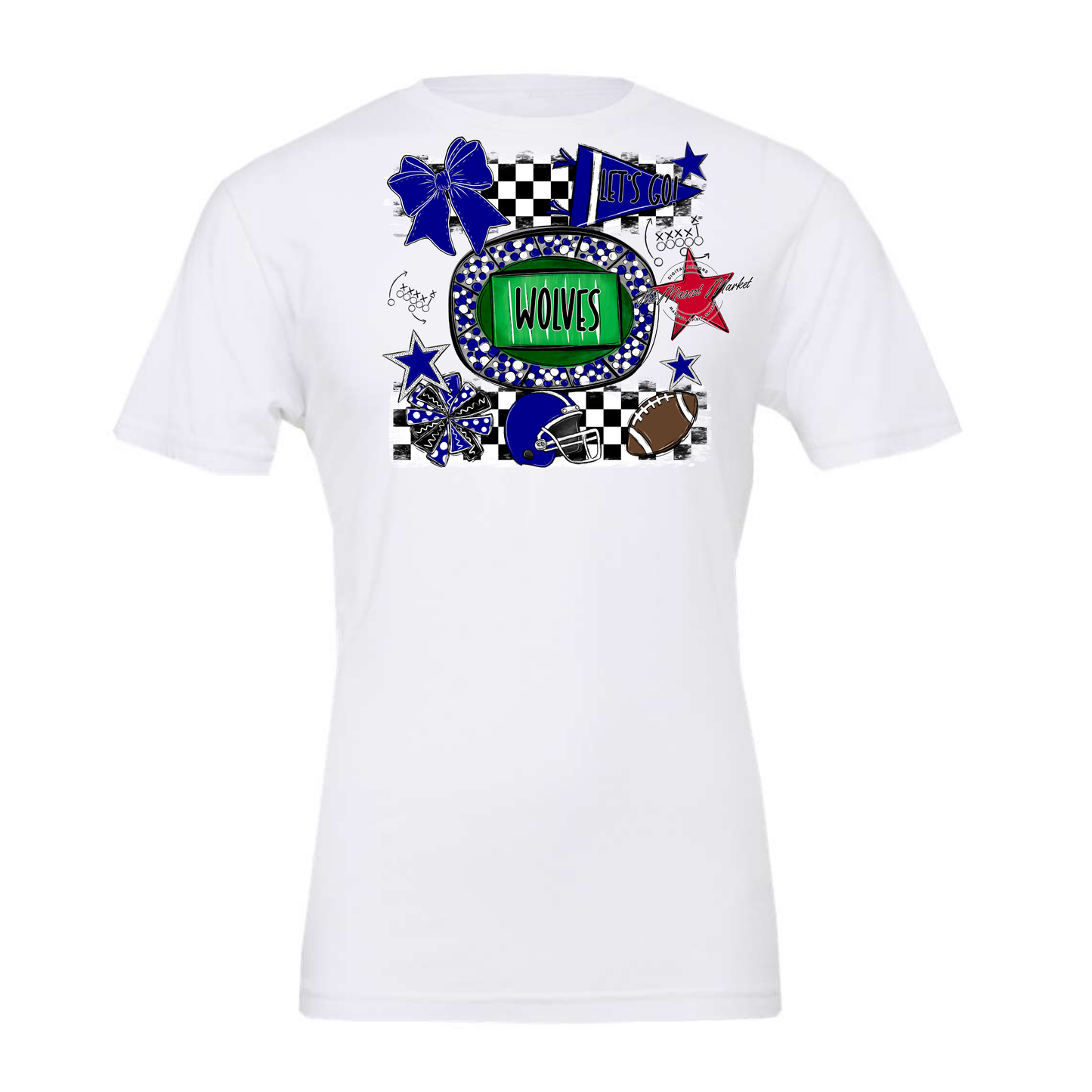 Wolves Checkers Spirit Design-Blue