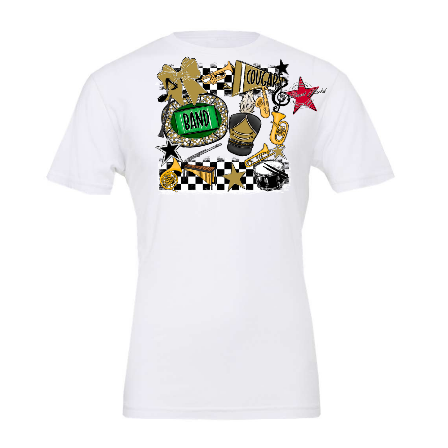 Cougars Checkers Band Spirit Design-Gold