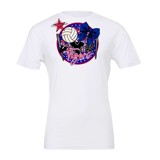 Tigers Circle Volleyball Design-Blue-Red