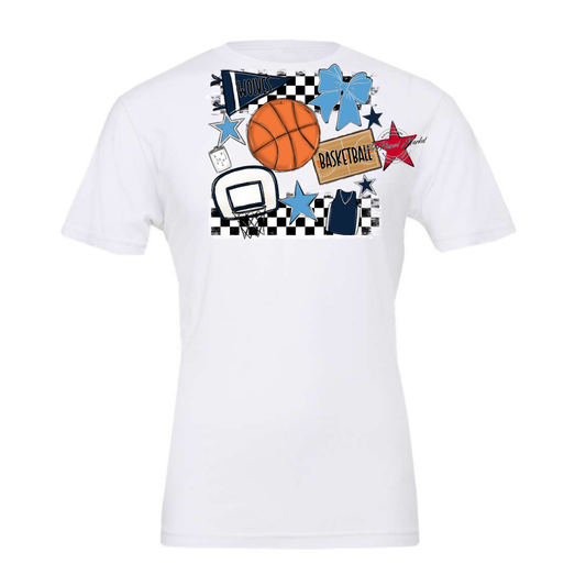 Wolves Checkers Basketball Spirit Design-Navy-Carolina Blue
