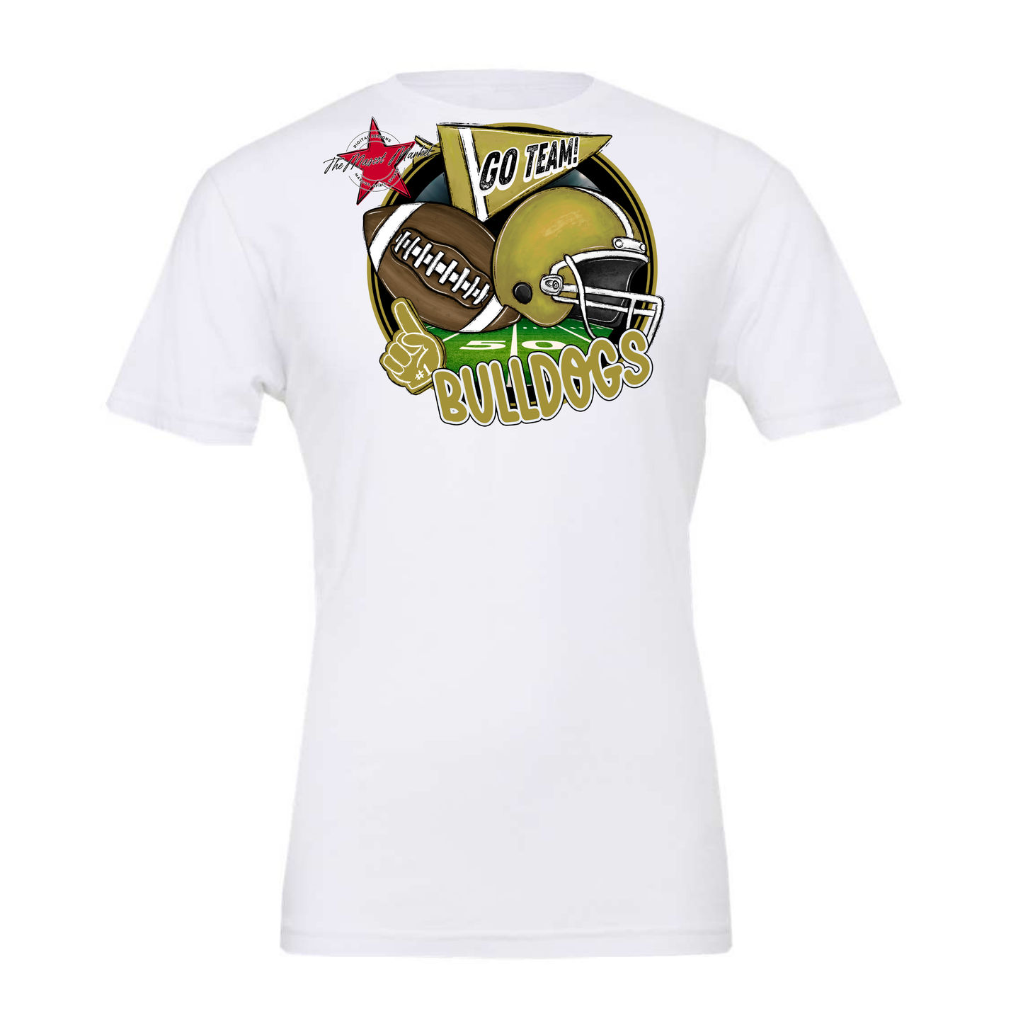 Bulldogs Circle Football Design-Gold