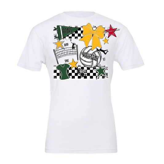 Bears Volleyball Checkers Design-Green-Yellow
