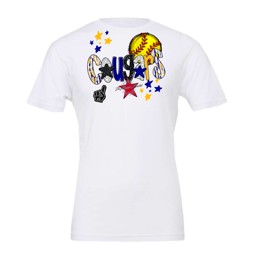 Cougars Softball Scrape-Blue-Yellow
