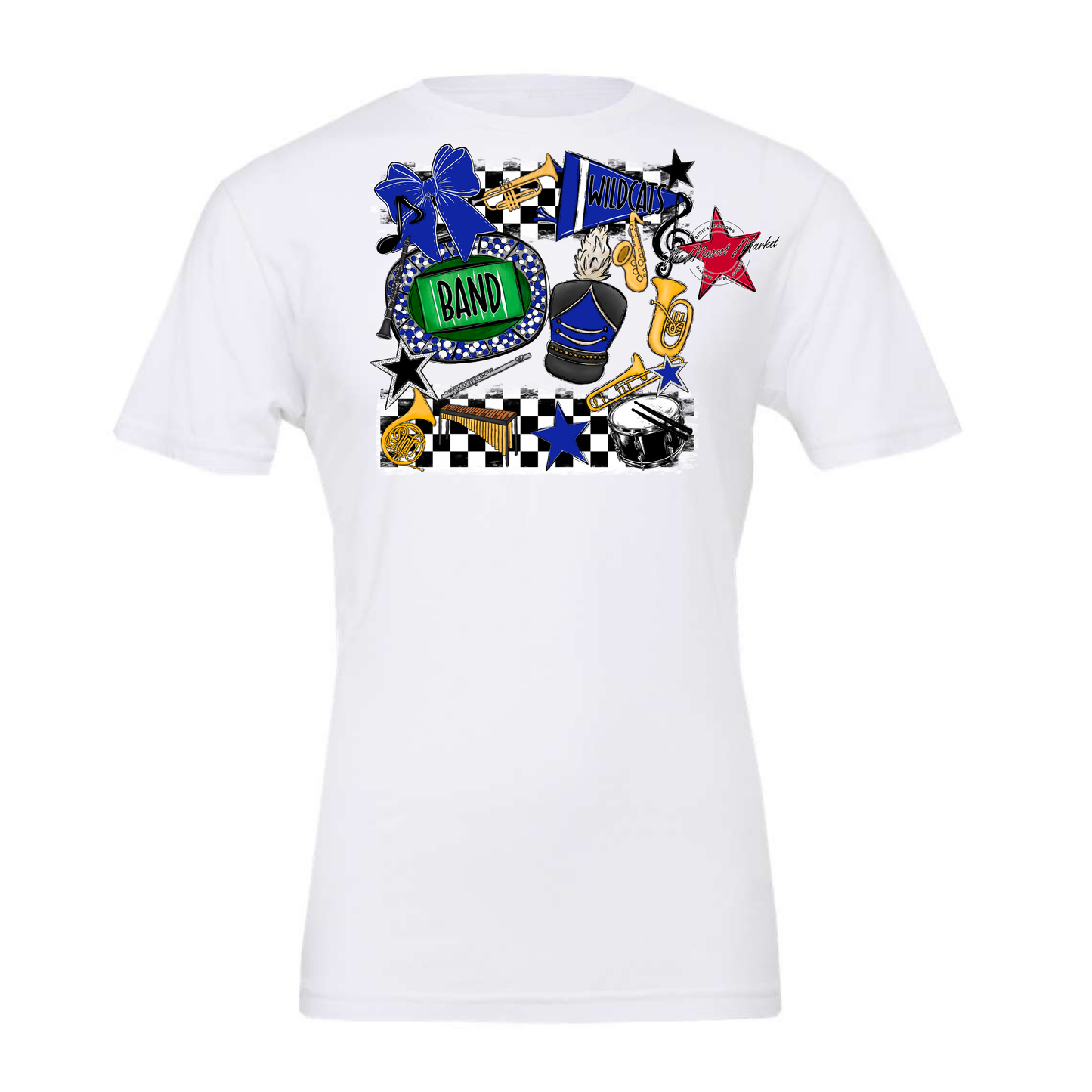 Wildcats Checkers Band Spirit Design-Royal Blue