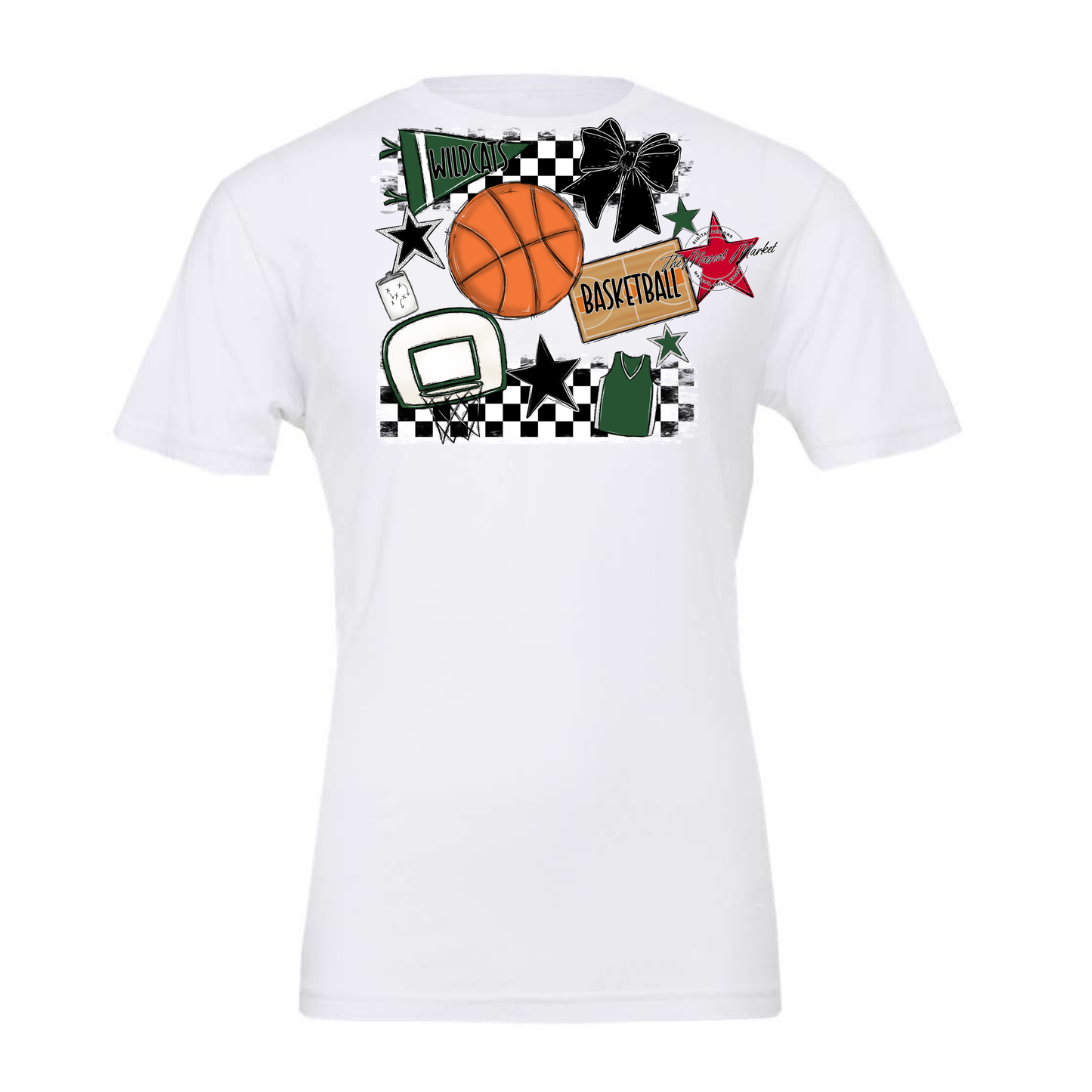 Wildcats Checkers Basketball Spirit Design-Green