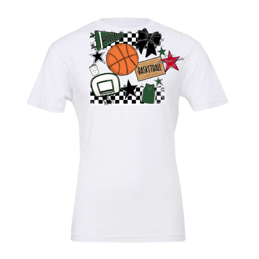 Wildcats Checkers Basketball Spirit Design-Green