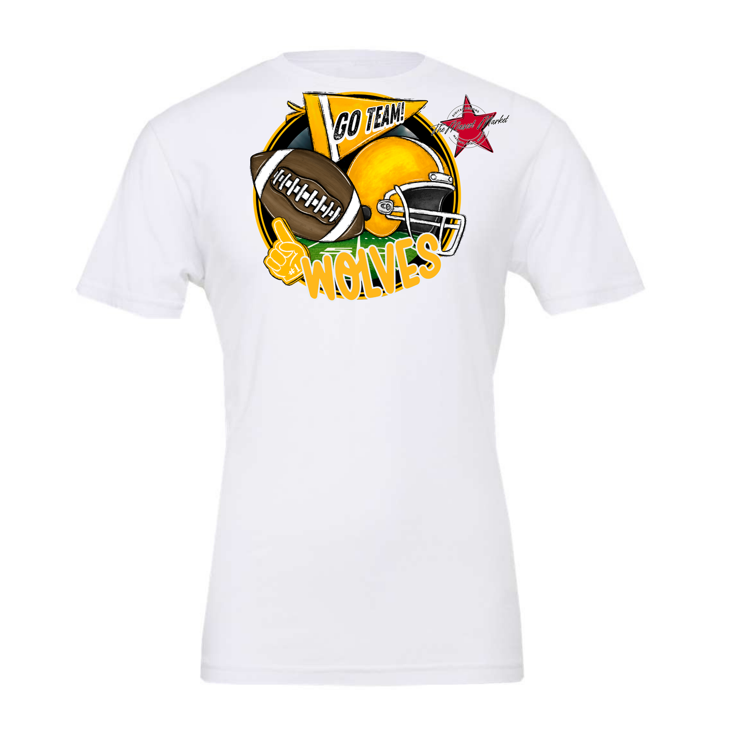 Wolves Circle Football Design-Yellow