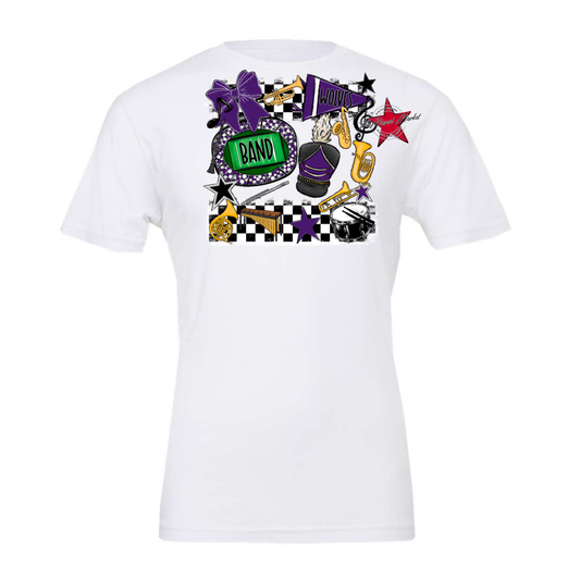 Wolves Checkers Band Spirit Design-Purple
