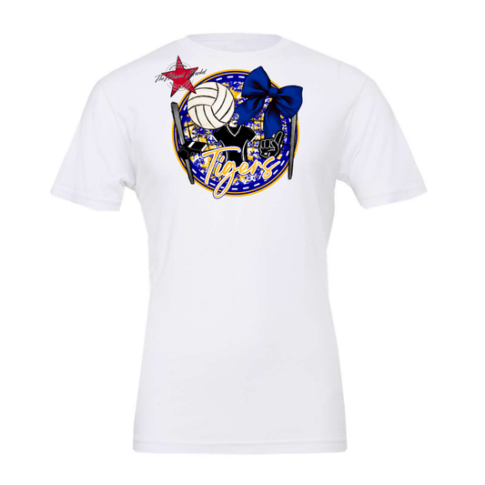 Tigers Circle Volleyball Design-Blue-Yellow