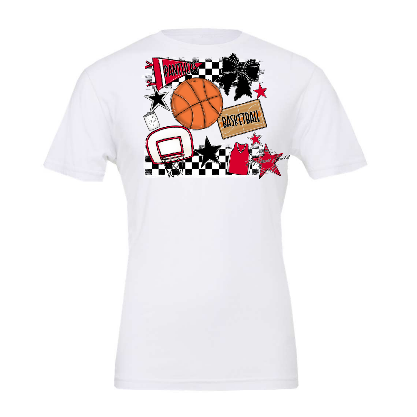 Panthers Checkers Basketball Spirit Design-Red
