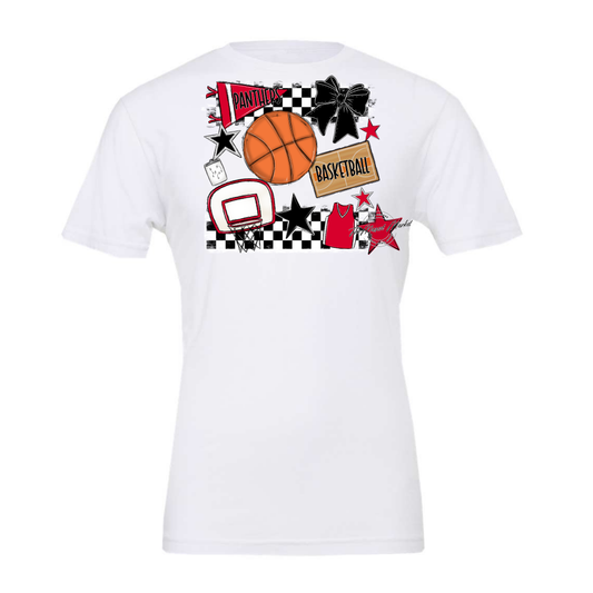 Panthers Checkers Basketball Spirit Design-Red