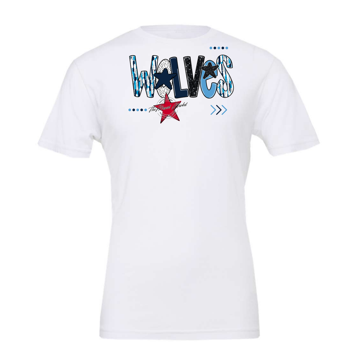 Wolves Brushstroke Alpha w Arrows-Navy-Carolina Blue