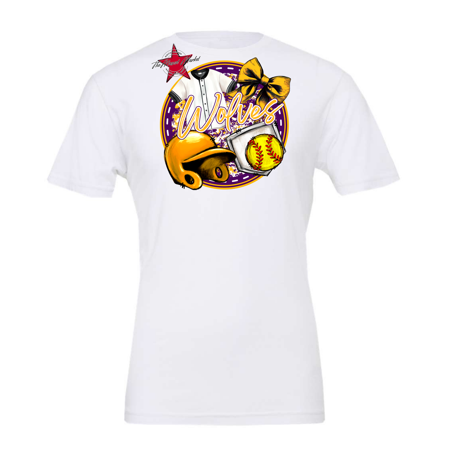 Wolves Circle Softball Design-Purple-Yellow
