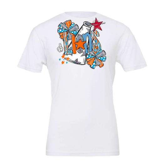 Lions Cheer Megaphone Scrape-Carolina Blue-Orange