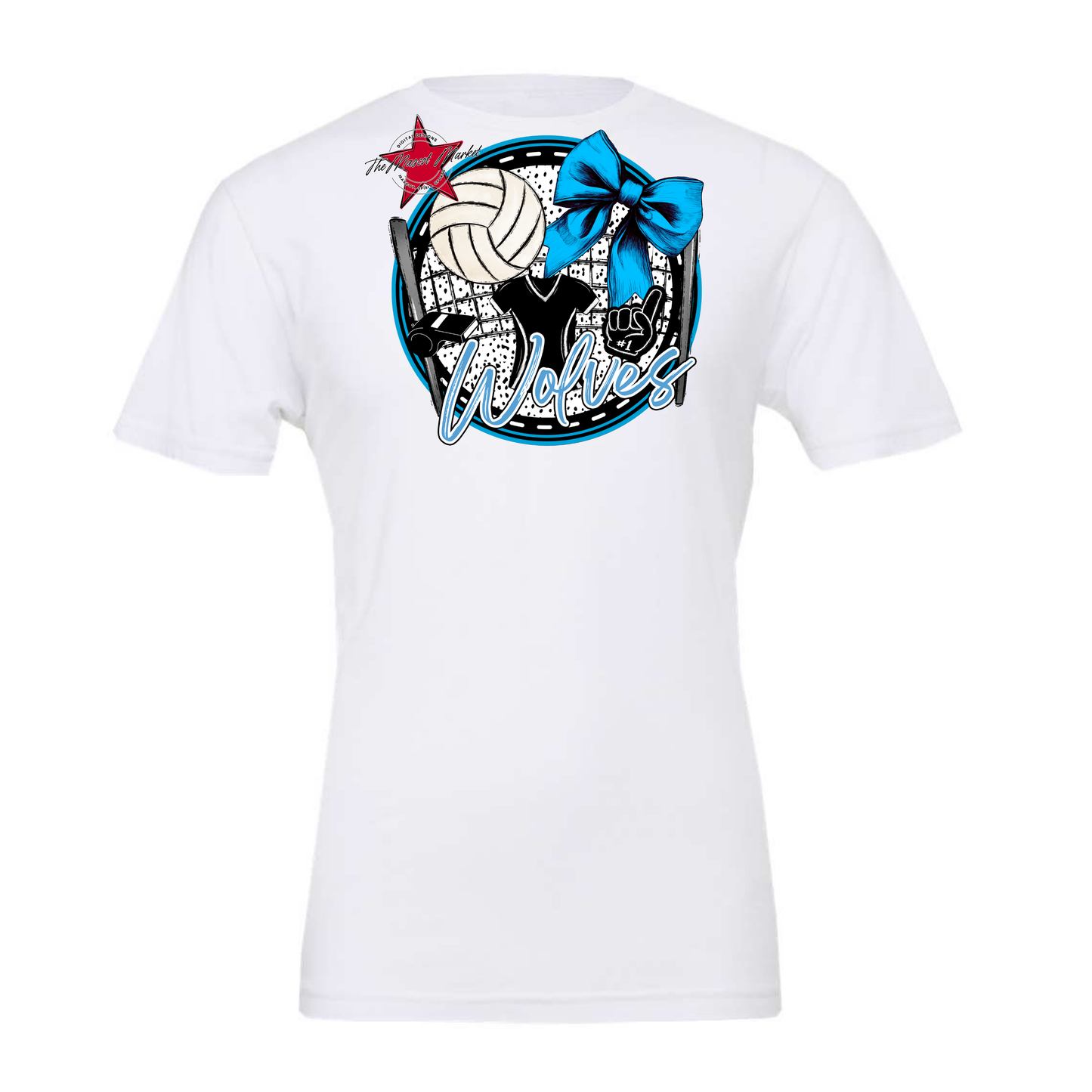 Wolves Circle Volleyball Design-Carolina Blue