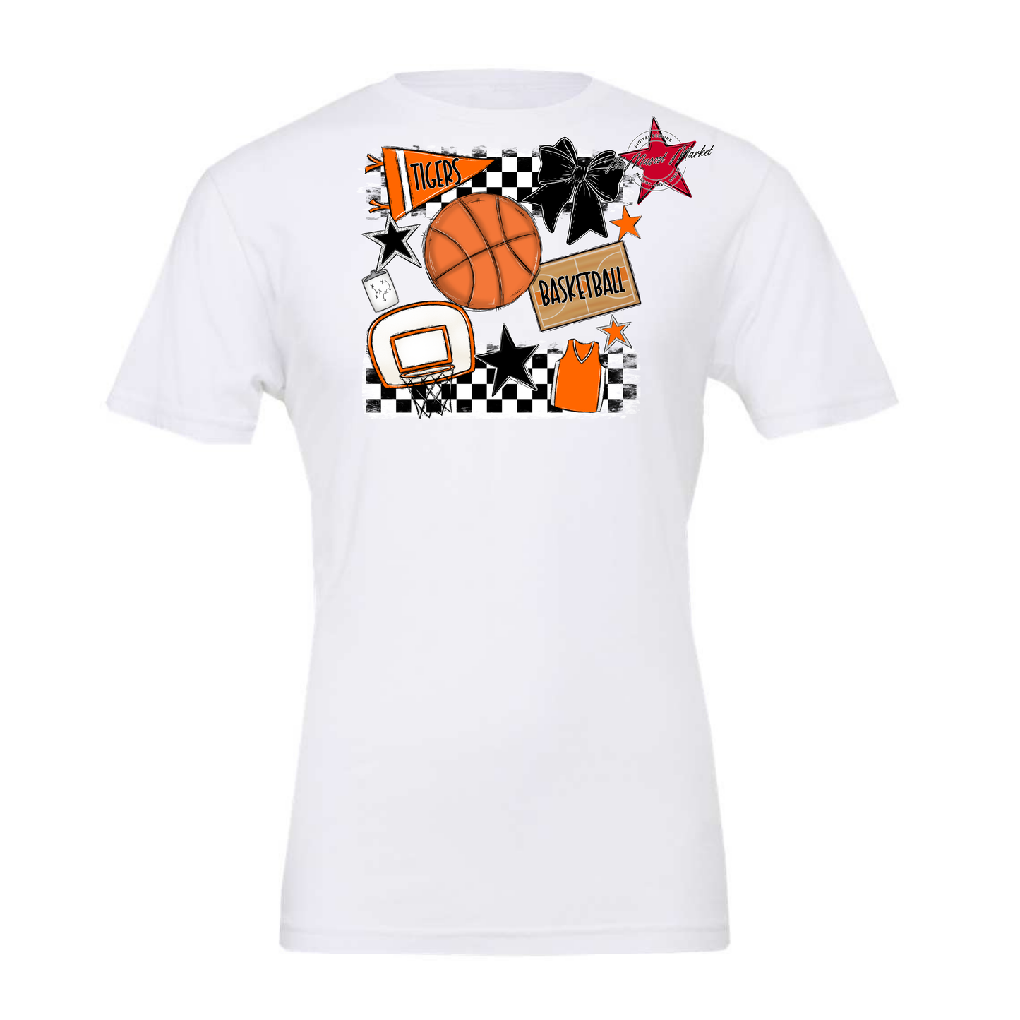 Tigers Checkers Basketball Spirit Design-Orange