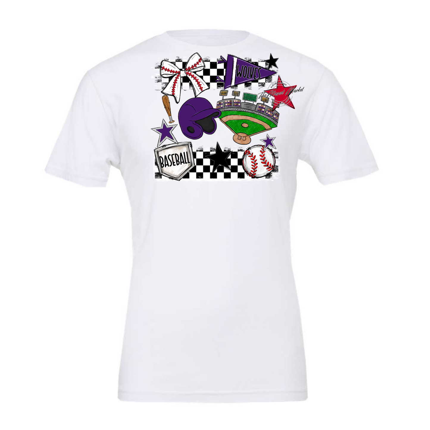 Wolves Checkers Baseball Spirit Design-Purple