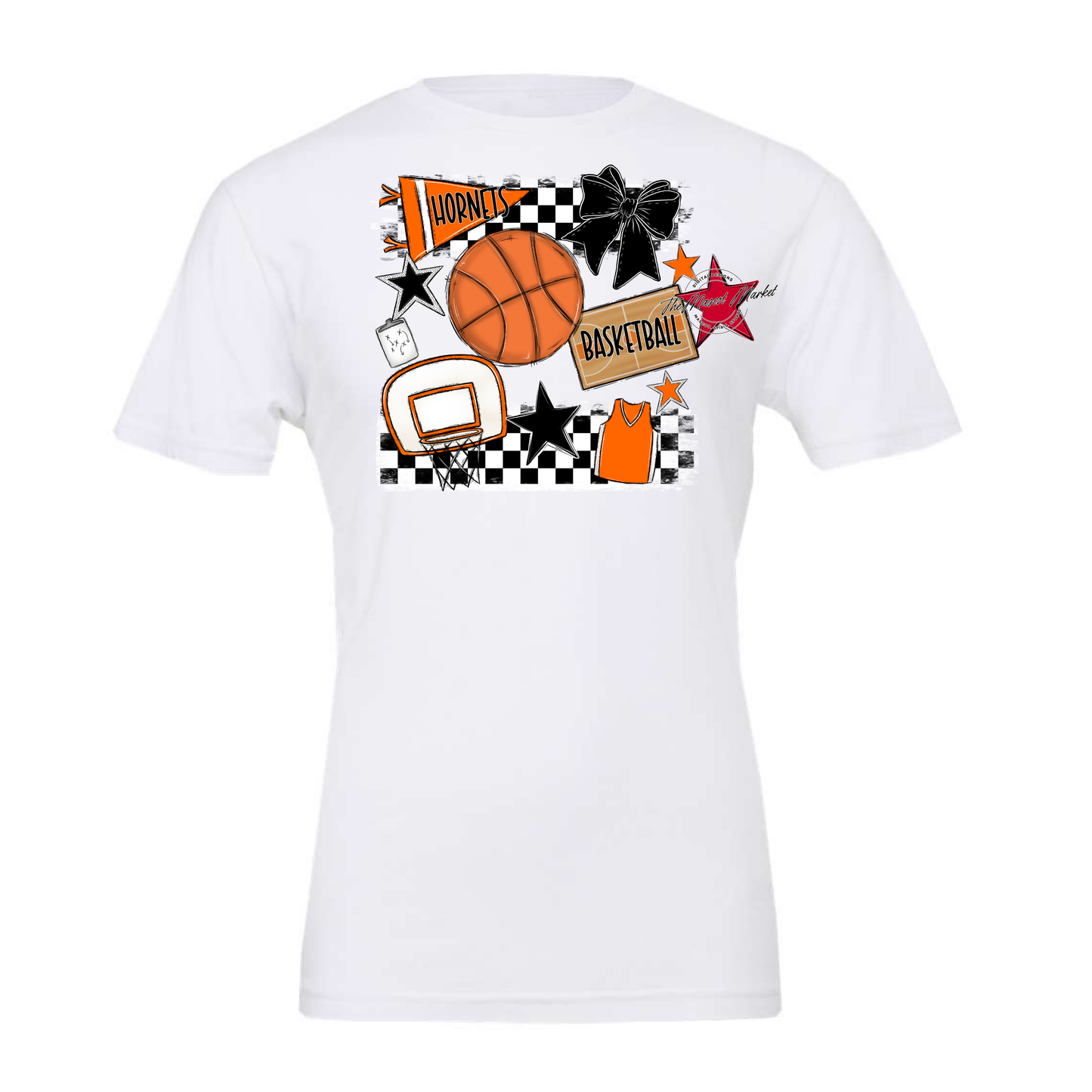 Hornets Checkers Basketball Spirit Design-Orange