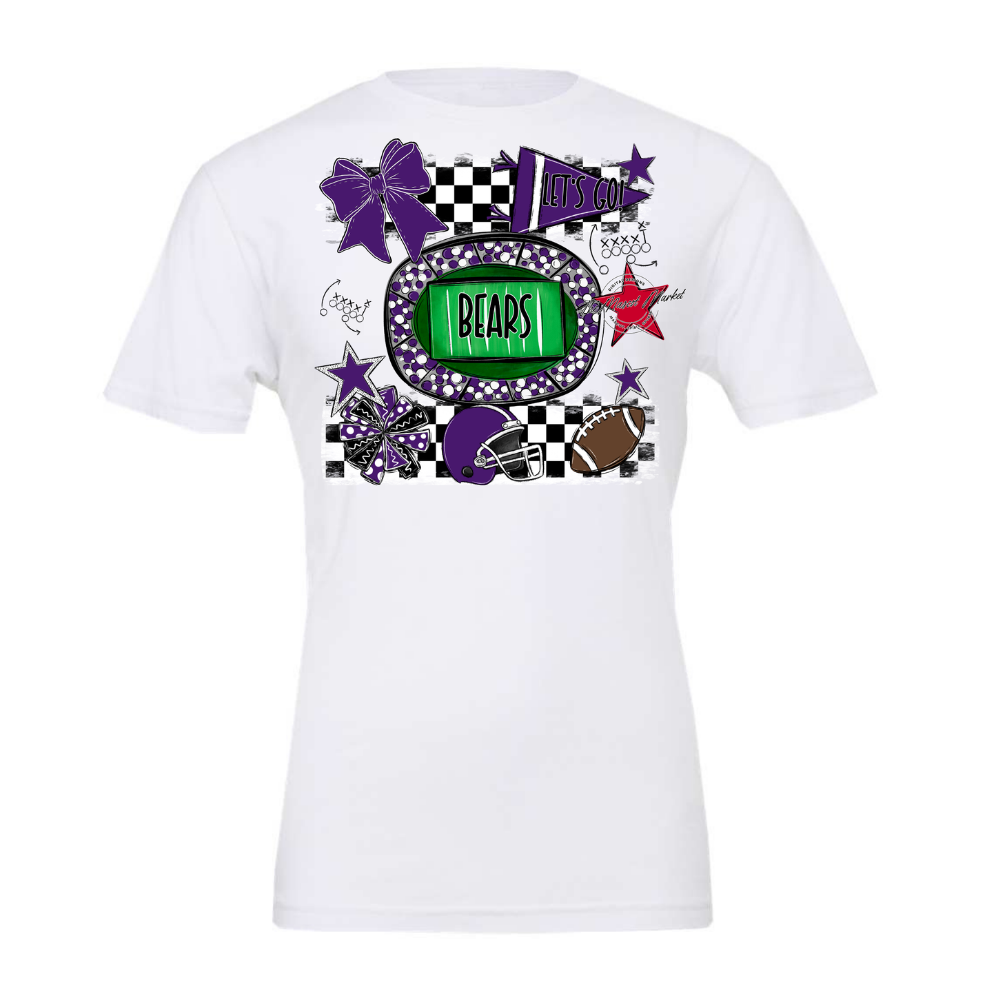 Bears Checker Spirit Design-Purple