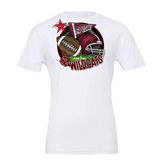Wildcats Circle Football Design-Maroon