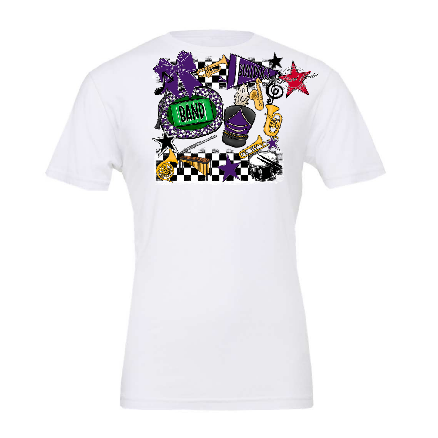 Bulldogs Checkers Band Spirit Design-Purple