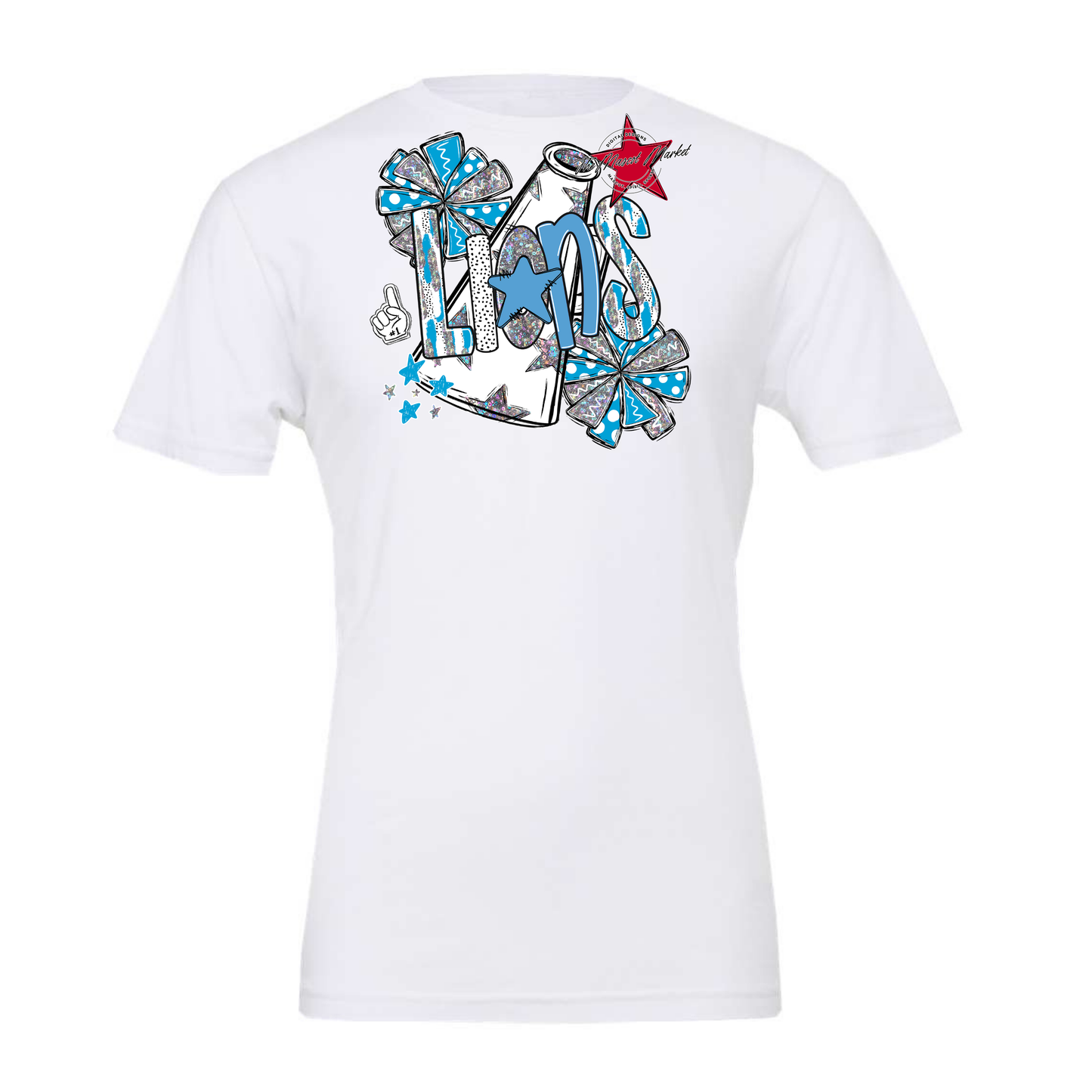 Lions Cheer Megaphone Scrape-Carolina Blue