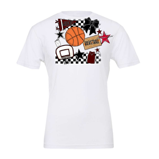 Wildcats Checkers Basketball Spirit Design-Maroon