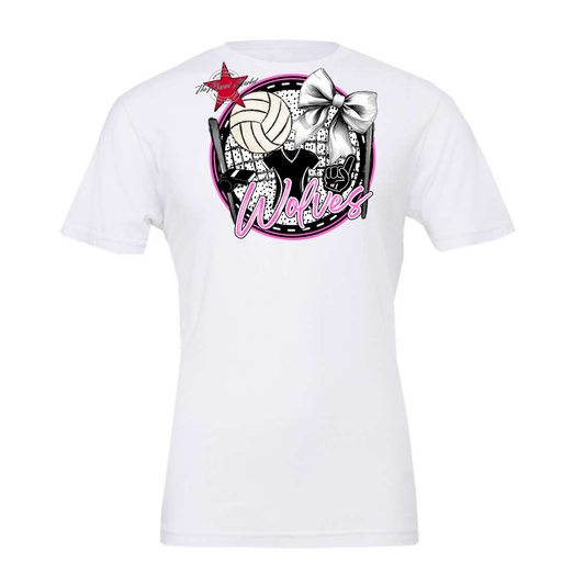 Wolves Circle Volleyball Design-Baby Pink