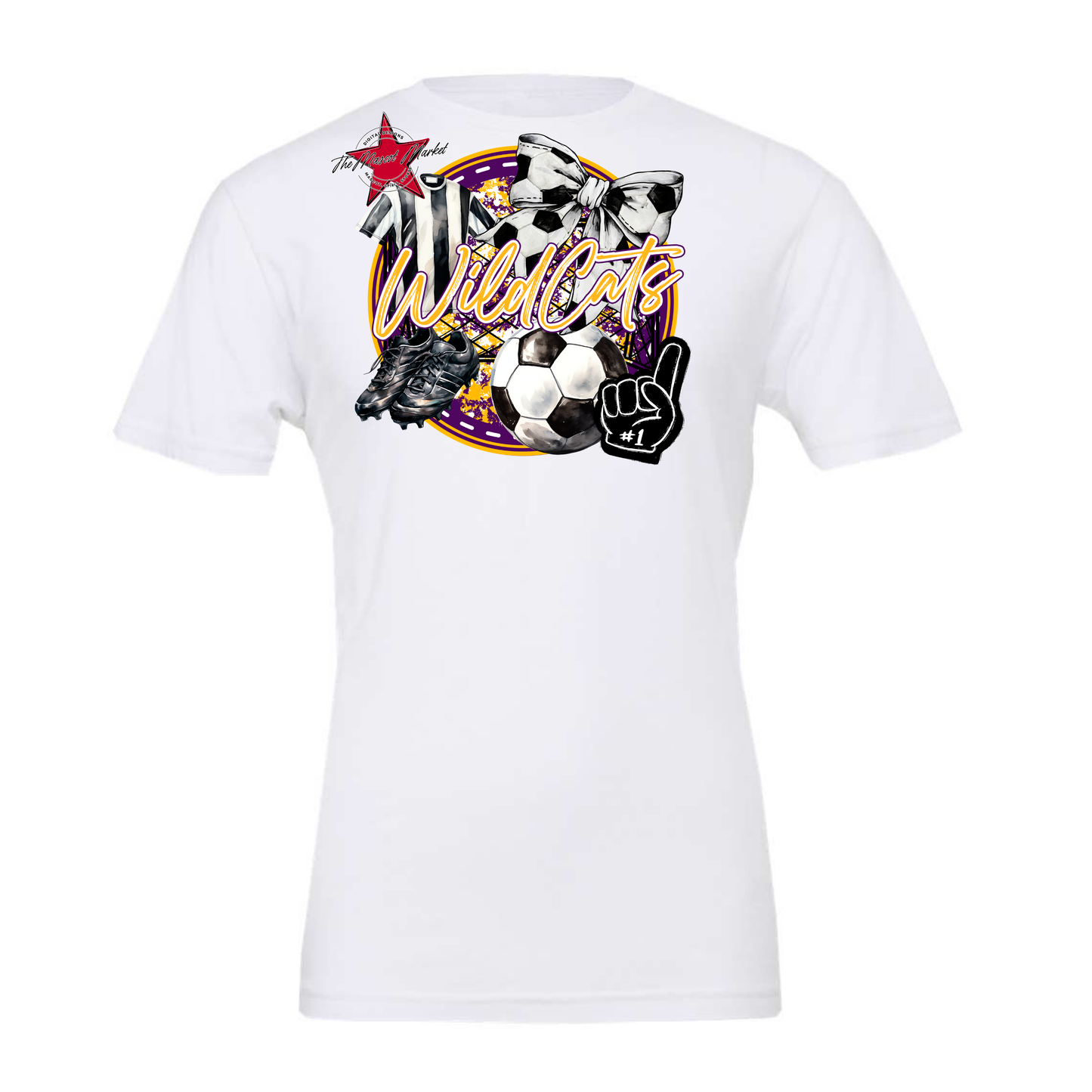 Wildcats Circle Soccer Design-Purple-Yellow