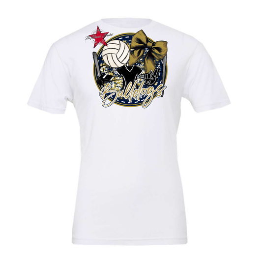 Bulldogs Circle Volleyball Design-Navy-Gold