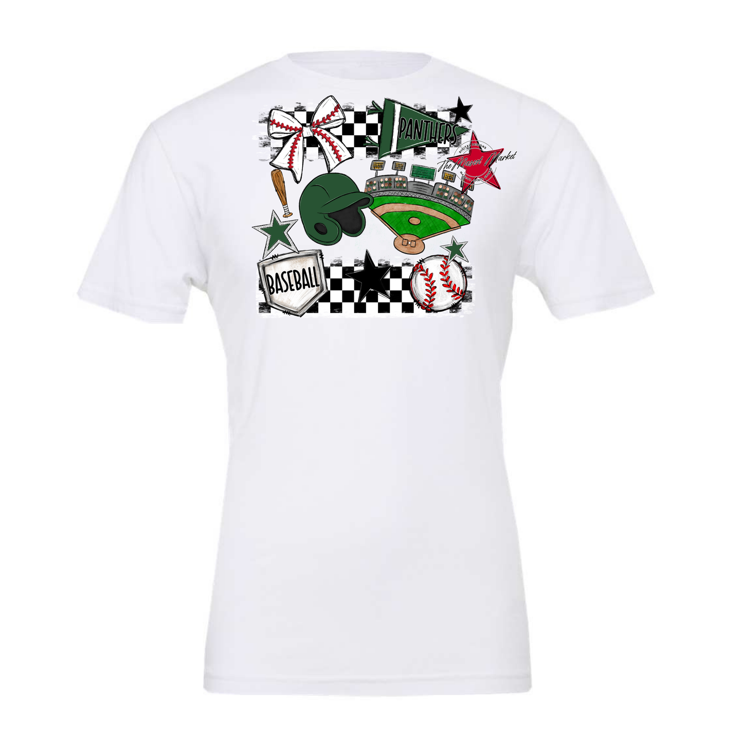 Panthers Checkers Baseball Spirit Design-Green