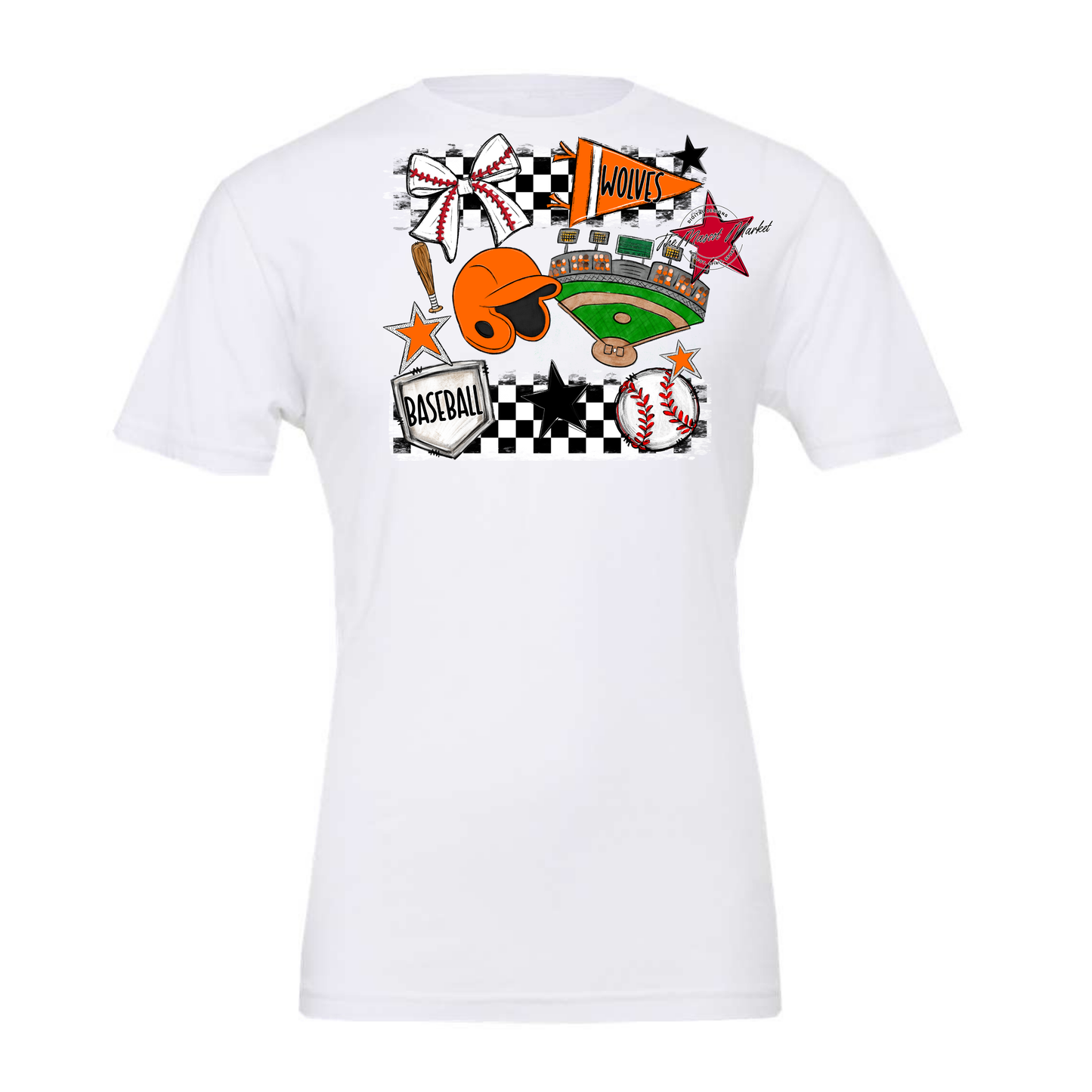 Wolves Checkers Baseball Spirit Design-Orange