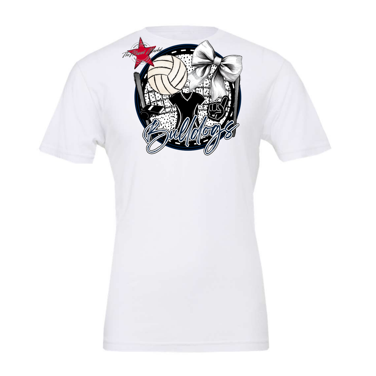 Bulldogs Circle Volleyball Design-Navy