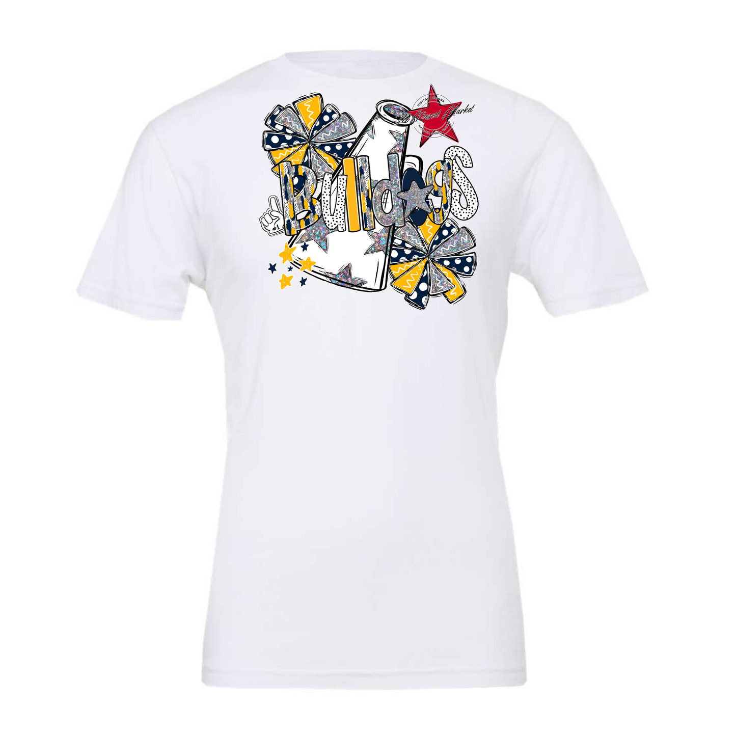 Bulldogs Cheer Megaphone Scrape-Navy-Yellow