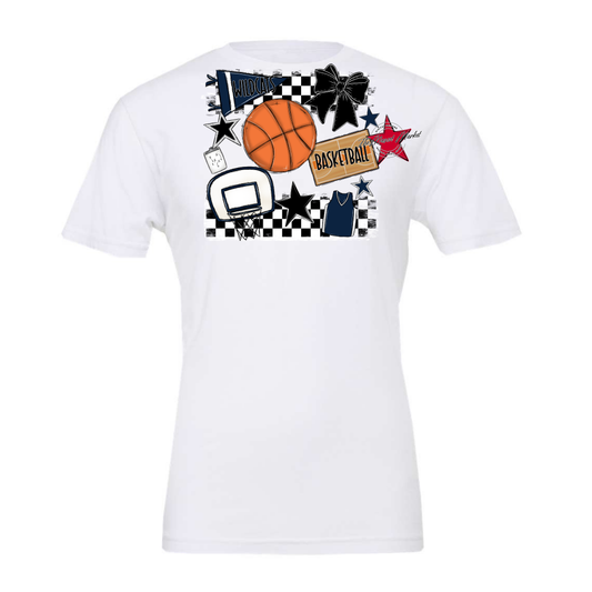 Wildcats Checkers Basketball Spirit Design-Navy