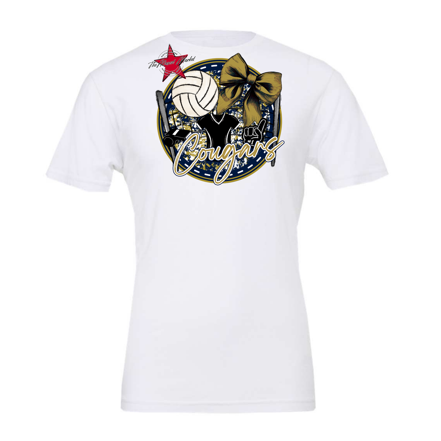 Cougars Circle Volleyball Design-Navy-Gold