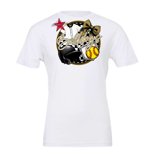Bulldogs Circle Softball Design-Gold