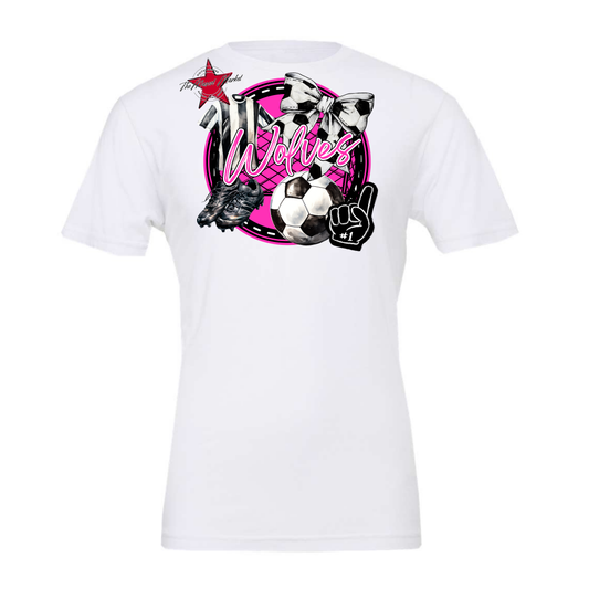 Wolves Circle Soccer Design-Pink